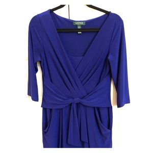 Blue Ralph Lauren faux wrap dress w/pockets!